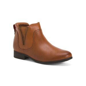 COBB HILL ROCKPORT Brown Wide Leather Crosbie Panel Comfort Boots